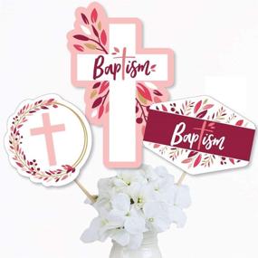 img 3 attached to Baptism Pink Elegant Cross Centerpiece