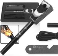 🔥 6-inch premium ferro rod fire starter gift box, 4 1/2-inch ferrocerium rod survival kit - 3-in-1 magnesium flint and steel set with paracord & scraper - lightweight emergency camping tool логотип