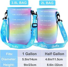 img 1 attached to 🚰 QuiFit Sports Gallon Water Bottle Sleeve Carrier Holder with Shoulder Strap for 128 oz or 64 oz Tritan Bottles (Bottle not included)