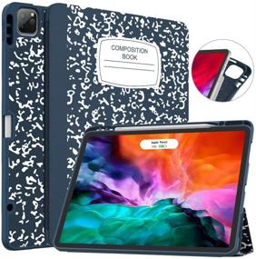 img 4 attached to 📱 Soke iPad Pro 12.9 Case 2020 & 2018 with Pencil Holder - Full Body Protection, Apple Pencil Charging, Auto Wake/Sleep - Soft TPU Back Cover for 2020 iPad Pro 12.9 (Book Navy)