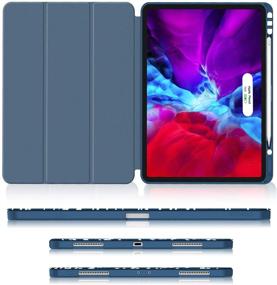 img 2 attached to 📱 Soke iPad Pro 12.9 Case 2020 & 2018 with Pencil Holder - Full Body Protection, Apple Pencil Charging, Auto Wake/Sleep - Soft TPU Back Cover for 2020 iPad Pro 12.9 (Book Navy)