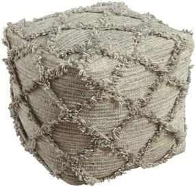 img 4 attached to 🪑 Signature Design by Ashley Adelphie Chevron Natural Wool Pouf: 16 x 16 In, Neutral Gray - Stylish and Versatile Seating Option