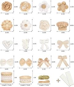 img 3 attached to 🌸 IDONGCAI Craft Burlap Flower Set: 36PCS Lace Ribbon Rolls, Small Bows, Rustic Trim, Hemp Jute Twine for Wedding, Birthday, Party Decor