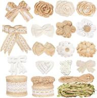 🌸 idongcai craft burlap flower set: 36pcs lace ribbon rolls, small bows, rustic trim, hemp jute twine for wedding, birthday, party decor logo