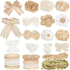 img 4 attached to 🌸 IDONGCAI Craft Burlap Flower Set: 36PCS Lace Ribbon Rolls, Small Bows, Rustic Trim, Hemp Jute Twine for Wedding, Birthday, Party Decor