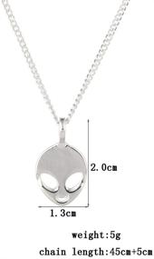 img 2 attached to 👽 YOOE Hollowing Face Eye Emoticon Alien Pendant Necklace - Silver, Women's Girls Birthday Gifts, UFO ET Science Fiction Cartoon Head Portrait Necklace