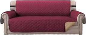 img 4 attached to 🛋️ H.VERSAILTEX Quilted Sofa Protector for Pets – Water Resistant Slipcover with Non-Slip Elastic Strap – Couch Covers for Dogs and Cats – Seat Width: 66", Burgundy/Tan