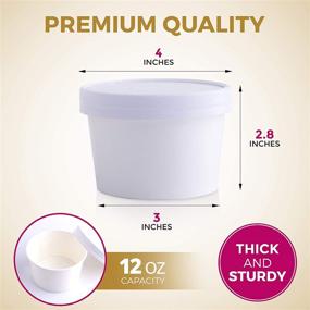 img 1 attached to 🍦 50 Pack of 12 oz White Paper Food Cups with Vented Lid - Disposable Kraft Ice Cream Bucket for Easy Storage, Hot and Cold Dish To-Go Packaging, Ideal for Soup, Ramen, Stews, Salad, Frozen Desserts, and Yogurt