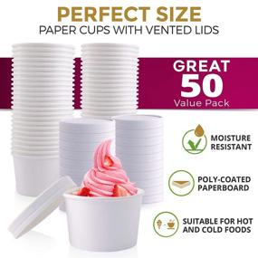 img 3 attached to 🍦 50 Pack of 12 oz White Paper Food Cups with Vented Lid - Disposable Kraft Ice Cream Bucket for Easy Storage, Hot and Cold Dish To-Go Packaging, Ideal for Soup, Ramen, Stews, Salad, Frozen Desserts, and Yogurt