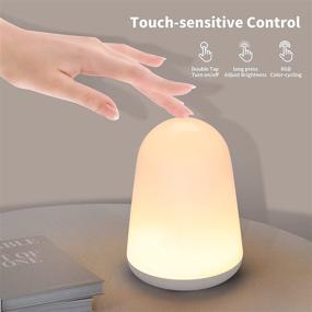 img 2 attached to 🌙 BAXIA Dimmable Bedside Lamp: Rechargeable Touch Sensor Night Light for Breastfeeding with RGB Color-Changing, 1 Hour Timer, Warm White - Up to 80H