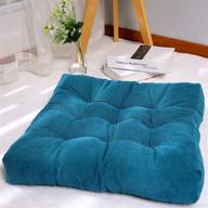 🔵 soft thicken square floor seat cushions, 22"x22", tufted patio meditation pillows - blue logo