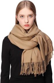 img 4 attached to Cashmere Pashmina Shawls Thicker Scarves Women's Accessories