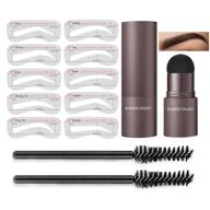 enhance your brow game with the adjustable eyebrow stamp and 10 styles stencil kit - achieve perfectly shaped brows with 👁️ the eyebrow pomade stamp shaping kit, complete with eyebrow pen brush, eyebrow trimmer, and buildable brow stencil makeup tools in dark brown logo