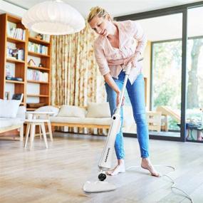 img 1 attached to 🧽 Ovente Heavy Duty Electric Steam Mop: Ultimate Tile Cleaner & Hard Wood Floor Steamer with Rotating Head, Refillable Water Tank, and Microfiber Pads - Great for Sanitizing Surfaces (White ST405W)