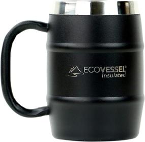 img 4 attached to 🍺 EcoVessel Double Barrel Mug - Insulated Travel Coffee Cup with Lid, Wide Grip Handle - Stainless Steel Beer Stein, Travel Whiskey Glass, Country Travel Mug, or Moscow Mule Tumbler Cup