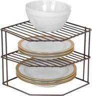 🔸 smart design 3-tier kitchen corner shelf rack - steel metal wire - rust resistant - organize plates, dishes, cabinets, pantry - kitchen organization - 9 x 8 inch - bronze logo