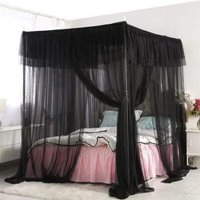 img 1 attached to 🛏️ Mengersi Queen Size Black Canopy Bed Frame with 4 Corners Post - Elegant Bedroom Decoration Accessorie for Girls & Adults