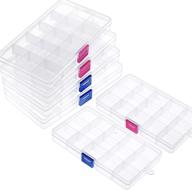 sghuo 6 pack transparent plastic jewelry organizer box: versatile 15 grids storage containers for art and crafts logo