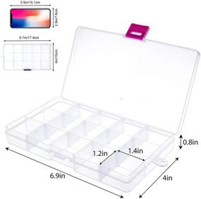 img 3 attached to SGHUO 6 Pack Transparent Plastic Jewelry Organizer Box: Versatile 15 Grids Storage Containers for Art and Crafts