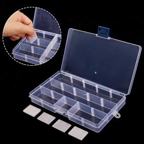 img 2 attached to SGHUO 6 Pack Transparent Plastic Jewelry Organizer Box: Versatile 15 Grids Storage Containers for Art and Crafts