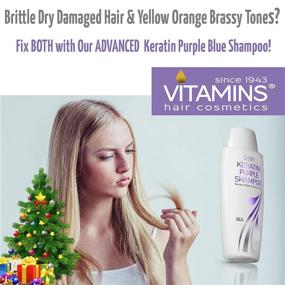 img 2 attached to Vitamins Keratin Purple Toning Shampoo: Banish Brassiness & Revitalize Hair- Ideal for Bleached, Platinum, Silver, or Colored Tresses