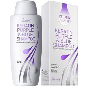 img 4 attached to Vitamins Keratin Purple Toning Shampoo: Banish Brassiness & Revitalize Hair- Ideal for Bleached, Platinum, Silver, or Colored Tresses