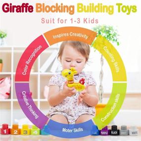 img 3 attached to 🦒 MOONTOY Giraffe Stacking Toys-12PCS for Teaching Numbers, Colors, Counting - Educational Baby Toys 6-12 Months, 1 2 3 Year Old Boys Girls Toddlers