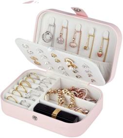 img 4 attached to 💍 Pink Jewelry Box & Travel Organizer Cases with Double Layer for Women's Necklaces, Earrings, Rings, and Accessories