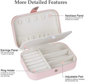 img 2 attached to 💍 Pink Jewelry Box & Travel Organizer Cases with Double Layer for Women's Necklaces, Earrings, Rings, and Accessories