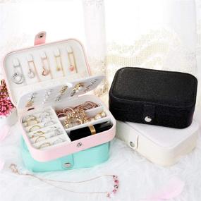img 3 attached to 💍 Pink Jewelry Box & Travel Organizer Cases with Double Layer for Women's Necklaces, Earrings, Rings, and Accessories