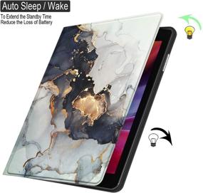 img 2 attached to 📚 Slim Lightweight PU Leather Case with Auto Sleep Flip Stand Cover for iPad 5th/6th Generation, iPad Air 1/2 - Black Marble