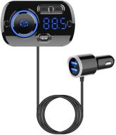 enhance your car audio experience with bluetooth fm transmitter: wireless radio adapter, hands-free calling, dual usb ports, tf card/aux support logo