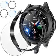 ⌚ высокая защита: tensea [2+2 набора] для samsung galaxy watch 4 classic - 42 мм закаленное стекло и чехол из углеродного волокна логотип