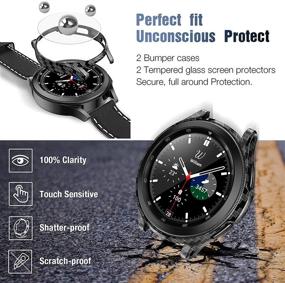 img 2 attached to ⌚ Высокая защита: Tensea [2+2 набора] для Samsung Galaxy Watch 4 Classic - 42 мм Закаленное стекло и чехол из углеродного волокна