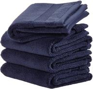 🛀 idesign spa hand towel set of 4, 100% cotton soft absorbent towels for bathroom, shower, tub - navy logo