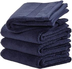 img 4 attached to 🛀 iDesign Spa Hand Towel Set of 4, 100% Cotton Soft Absorbent Towels for Bathroom, Shower, Tub - Navy