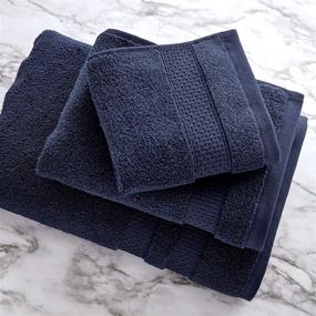 img 3 attached to 🛀 iDesign Spa Hand Towel Set of 4, 100% Cotton Soft Absorbent Towels for Bathroom, Shower, Tub - Navy