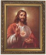 🖼️ 13-inch framed portrait print of gerffert collection la fuente scared heart of jesus with ornate gold tone finish frame логотип