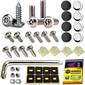 img 4 attached to 🔒 AOOTF Stainless Steel Tamper Resistant Locking License Plate Security Screws - Fasteners for Securing License Plate Frame Covers on Cars & Trucks