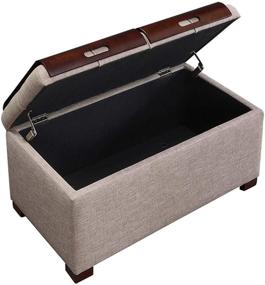 img 1 attached to 🪑 Convenience Concepts Designs4Comfort Tan Faux Linen Storage Ottoman With Trays