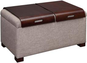 img 2 attached to 🪑 Convenience Concepts Designs4Comfort Tan Faux Linen Storage Ottoman With Trays