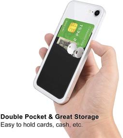 img 1 attached to Silicone Phone Card Holder - Senose Stick On Wallet with Double Pocket for Credit, Business Cards & ID - Compatible with iPhone, Samsung Galaxy, and Any Smartphone - Pack of 6