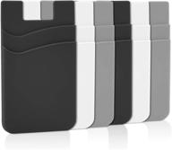 silicone phone card holder - senose stick on wallet with double pocket for credit, business cards & id - compatible with iphone, samsung galaxy, and any smartphone - pack of 6 logo