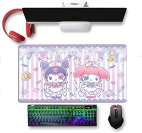 img 3 attached to 🖱️ 15.8x29.5Inch Large Gaming Mouse Pad with Kawaii Anime Design - Non-Slip Rubber Base for Notebook, Office, Computer Keyboard