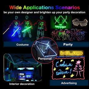 img 2 attached to 🌈 Vibrant El Wire 5 Pack - 9ft Neon Light with Battery Pack for Halloween DIY Costume & Decoration - Red, Blue, Pink, Green, White