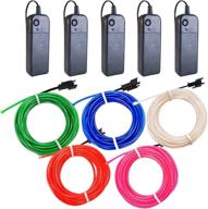 🌈 vibrant el wire 5 pack - 9ft neon light with battery pack for halloween diy costume & decoration - red, blue, pink, green, white логотип