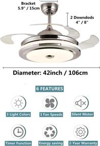 img 2 attached to EFPerfect 42-inch Modern Fandelier Indoor Ceiling Fan with LED Light, Remote Control, Retractable 3 Speeds, 3 Colors, Silent Operation - Ideal for Bedroom, Living Room, Dining Room, and Kitchen Lighting Fixture