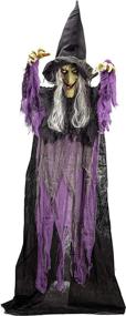img 1 attached to 🧙 Spooky 72” Talking Witch Decoration: Blue Halloween Haunted House Prop with Light-up Eyes & Sound Activation – Perfect for Outdoor/Indoor Décor