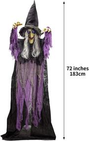 img 2 attached to 🧙 Spooky 72” Talking Witch Decoration: Blue Halloween Haunted House Prop with Light-up Eyes & Sound Activation – Perfect for Outdoor/Indoor Décor