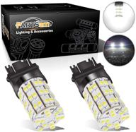 🔆 ultra bright 3157 3156 4114 led daytime running light bulbs (pack of 2) - 60led 3528-smd 6000k xenon white drl driving light logo